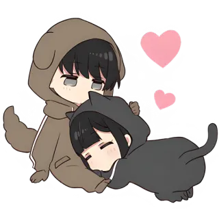 🤗 e79afb93 cartoon, love, heart, hug, cute, couple telegram sticker