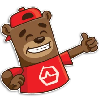 👍 6a3e46b4 oso, dibujos animados, pulgar arriba, animal, mascota, lindo whatsapp sticker