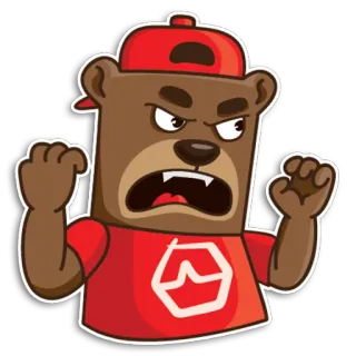 😠 aedf063b enojado, oso, dibujos animados, personaje, rojo whatsapp sticker