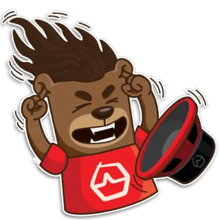 🤣 f24e0d4c oso, dibujos animados, altavoz, fuerte, orejas, ruido whatsapp sticker