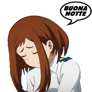 🛌 300104f5 BUONA NOTTE anime, dziewczyna, dobranoc, dobranoc, śpiący, Ochako telegram sticker