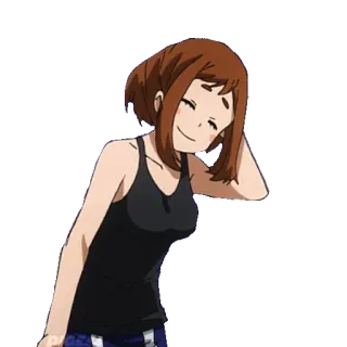 😅 30713514 Ochaco Uraraka My Hero Academia Anime, Ochaco Uraraka, My Hero Academia, Kreskówka, Dziewczyna, Uśmiechnięta telegram sticker