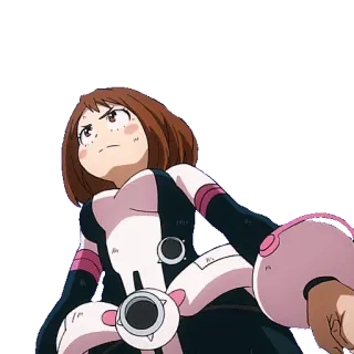 😠 7d41d5f4 Ochaco Uraraka My Hero Academia Anime, Ochaco Uraraka, My Hero Academia, Kreskówka, Superbohater, Postać telegram sticker