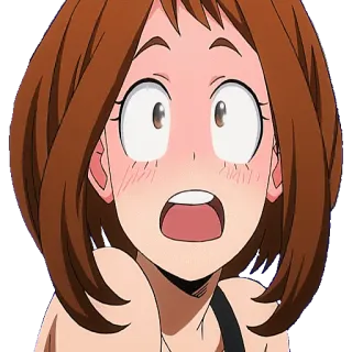 ☺️ f6bb2012 Ochaco Uraraka My Hero Academia Anime, Ochaco Uraraka, My Hero Academia, Zszokowany, Słodki, Kreskówka telegram sticker