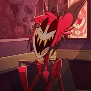 🔴 10e54e1b Alastor Hazbin Hotel Hazbin Hotel, 阿拉斯托, 恶魔, 卡通, 动画, 地狱 telegram sticker
