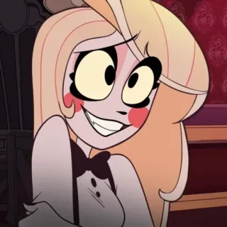 🟡 3228971c Charlie Morningstar Hazbin Hotel 卡通, 动画, 角色, 微笑, Hazbin Hotel, Charlie Morningstar telegram sticker