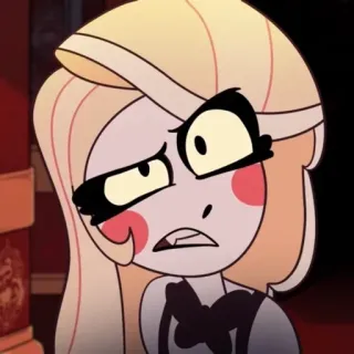 🟡 6af230df Charlie Morningstar Hazbin Hotel 卡通, 动画, Charlie Morningstar, Hazbin Hotel, 表情, 金发, 悲伤 telegram sticker