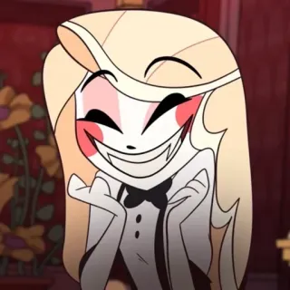 🟡 7807bdd7 Charlie Morningstar Hazbin Hotel 卡通, 查莉, 晨星, 地狱旅馆, 角色, 微笑 telegram sticker