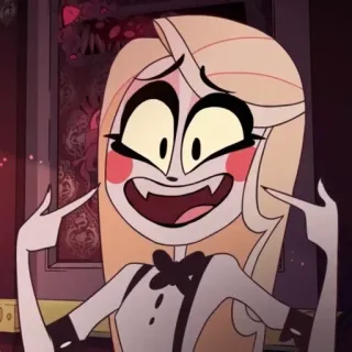 🟡 99ec53af Charlie Morningstar Hazbin Hotel 卡通, 恶魔, 快乐, 金色, 酒店, 角色 telegram sticker