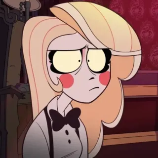 🟡 ae8f82a4 Charlie Morningstar Hazbin Hotel 卡通, Hazbin Hotel, 查莉·晨星, 金发, 悲伤 telegram sticker