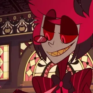 👀 b8dba4d1 Alastor Hazbin Hotel Hazbin Hotel, 阿拉斯托, 卡通, 恶魔, 动画, 微笑 telegram sticker