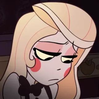 🟡 ff87599f Charlie Morningstar Hazbin Hotel 卡通, Hazbin Hotel, 查莉·晨星, 悲伤, 卡通人物 telegram sticker