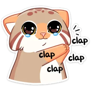 👏 17f5198f clap 고양이, 박수, 귀여운, 카와이, 스티커, 행복한 telegram sticker