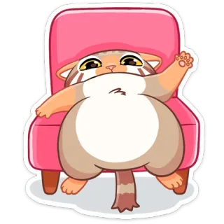 🏖 59337bf3 고양이, 편안한, 게으른, 만화, 스티커 telegram sticker