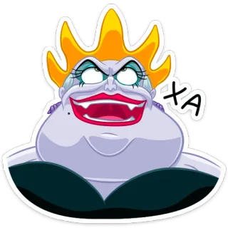 😈 4d3ce60c Ursula The Little Mermaid ХА Disney, schurk, zeehage, de kleine zeemeermin, Ursula, cartoon telegram sticker