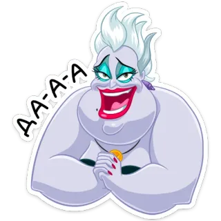 😈 ea818a19 Ursula The Little Mermaid AAAA-A Cartone animato, Cattivo, Disney, Malvagio, Strega del mare, Ursula whatsapp sticker