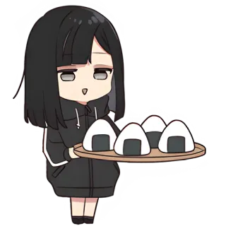😋 9d3359ef Аниме, Девушка, Еда, Онигири, Рисовые шарики, Милый telegram sticker