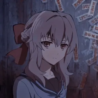 ☂ 684621fe anime, gadis, imut, pita, seragam sekolah, Seraph of the End, gadis anime whatsapp sticker