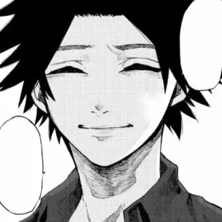 😄 5bb008ad 动漫, 漫画, 角色, 微笑, 黑白, 肖像 telegram sticker