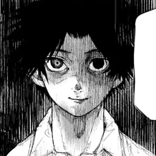 😐 d21a842e 动漫, 漫画, 黑白, 肖像, 男孩, 青年 telegram sticker