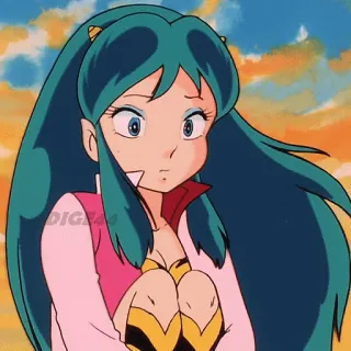 😞 3046b1bf Lum Invader Urusei Yatsura anime, retro, 80s, cartoon, space alien, cute, nostalgic telegram sticker