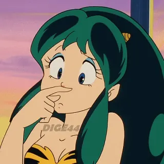 🤧 371a42da Lum Invader Urusei Yatsura anime, Lum, Urusei Yatsura, 80s anime, retro, cartoon, character, green hair telegram sticker
