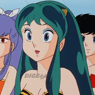 😸 70954f81 Lum Urusei Yatsura DIGE44 anime, manga, 80s anime, space alien, green hair, Urusei Yatsura, Lum, anime girl telegram sticker