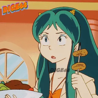 🍢 96ebd3ac Lum Invader Urusei Yatsura DIGE44 Lum, Urusei Yatsura, anime, cartoon, food telegram sticker