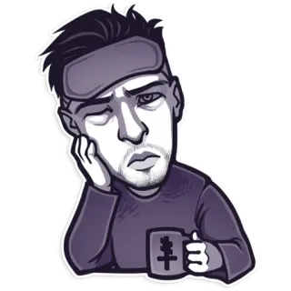 😴 6eb1f455 sleepy, tired, exhausted, morning, coffee, person telegram sticker