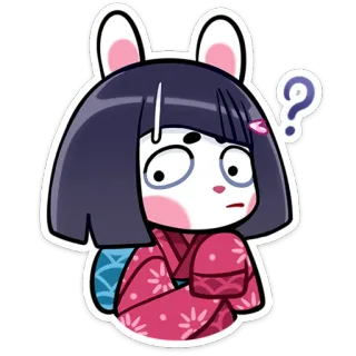 🤨 a64850ad 动漫, 卡通, 可爱, 兔子, 角色, 问题 telegram sticker