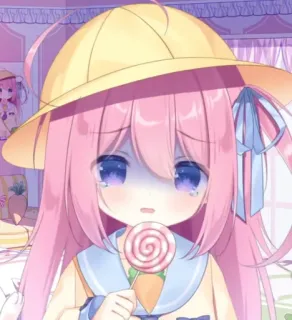 😨 29b65772 anime, cute, lollipop, sad, girl telegram sticker