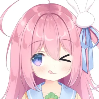 😁 36b9dcd5 anime, cute, pink hair, cartoon, girl, wink, kawaii telegram sticker