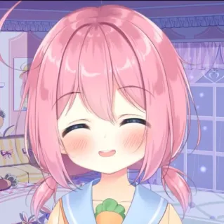 😚 3abf82b7 anime, girl, cute, pink hair, smiling telegram sticker