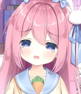 😢 f954265f anime, cute, pink hair, rabbit, girl, cartoon, bunny telegram sticker