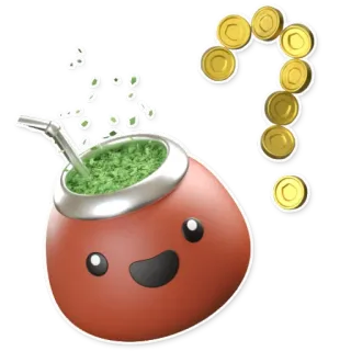 ❔ 4f6504de maat, yerba mate, drank, valuta, munten, vraagteken telegram sticker