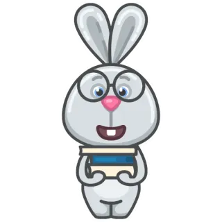 🤓 cc5a8eb9 rabbit, glasses, books, cartoon, animal, cute telegram sticker