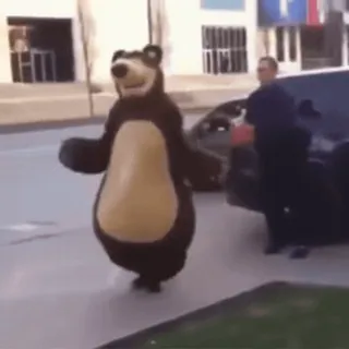 🕺 b090eff3 orso, costume, mascotte, animale, divertente, strada, persona telegram sticker