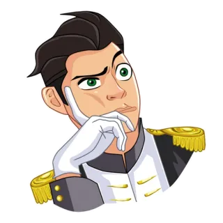 😑 49a527c7 卡通, 角色, 军事, 制服, 思考, 表情 telegram sticker