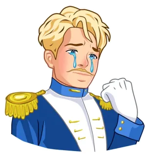 😢 e208ad0d 哭泣, 伤心, 情绪化, 王子, 制服, 金色 telegram sticker