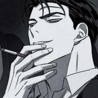 🩸 85cfa4f8 uomo, sigaretta, abito, bianco e nero, fumare telegram sticker