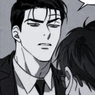 🩸 951581ea uomo, completo, scala di grigi, fumetto, opera d'arte telegram sticker