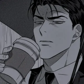 🩸 cc6a63e2 uomo, caffè, ombrello, vestito, scala di grigi telegram sticker