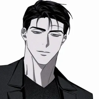 🐚 e15091e0 uomo, monocromatico, ritratto, stile anime telegram sticker