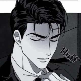 🩸 edb2c83c Huff uomo, anime, manga, bianco e nero, completo telegram sticker