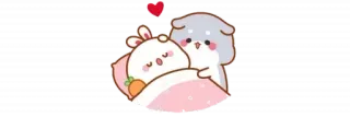 🫖 683b2a47 fofo, coelho, cachorro, dormindo, coração, kawaii, adorável telegram sticker