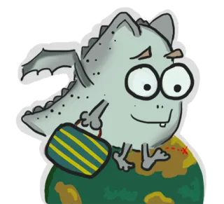 🎒 1a3cb761 Drache, Erde, Cartoon, Reisen, Monster, Tasche telegram sticker