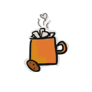 🍪 21eed77f Tasse, Heißgetränk, Marshmallow, Keks, Herz, Dampf, Kawaii telegram sticker