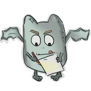 🤔 41cdf019 Monster, Cartoon, Schreiben, Papier, Stift, Kreatur telegram sticker