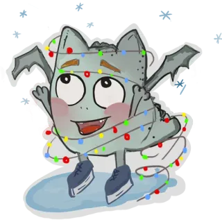 ⛸ 472f786a Eislaufen, Cartoon, Weihnachtsbeleuchtung, Monster, Süß, Winter, Feiertag telegram sticker