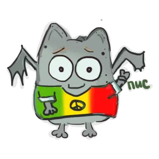 ✌️ e0b3e586 пис Fledermaus, Friedenssymbol, Cartoon, Figur, Frieden, Russland, russisch telegram sticker